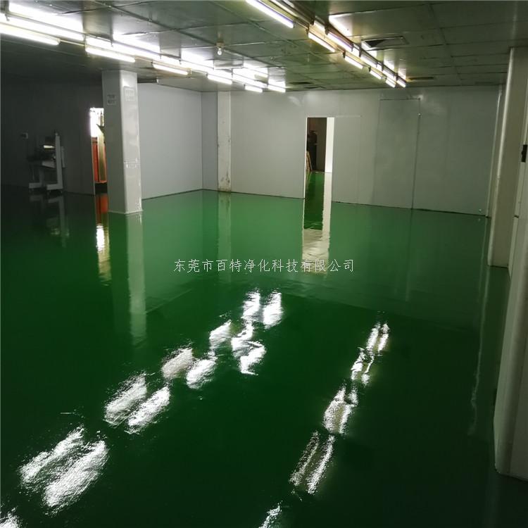 東莞市謝崗廠（chǎng）房車間環氧（yǎng）薄塗地板施工中